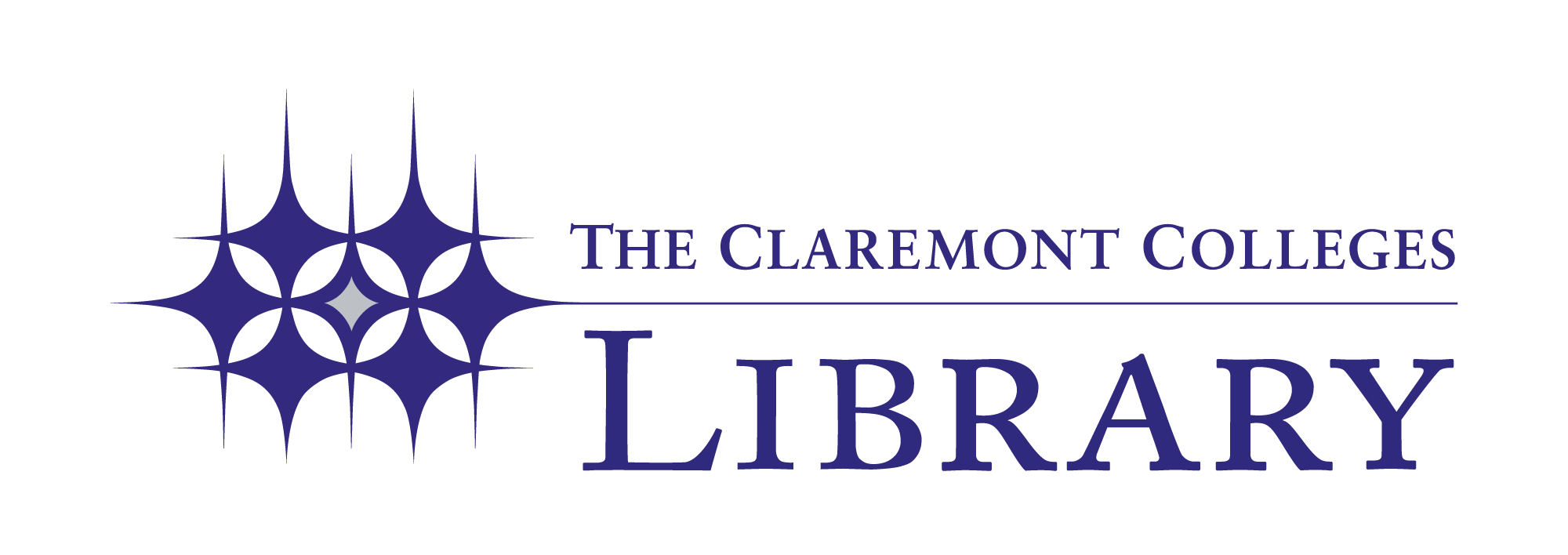 The Claremont College Library, logo, in dark blue